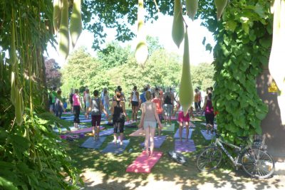 Yoga mit Petra im Freien im Bürgergarten in Bietigheim-Bissingen, Sommer 2018